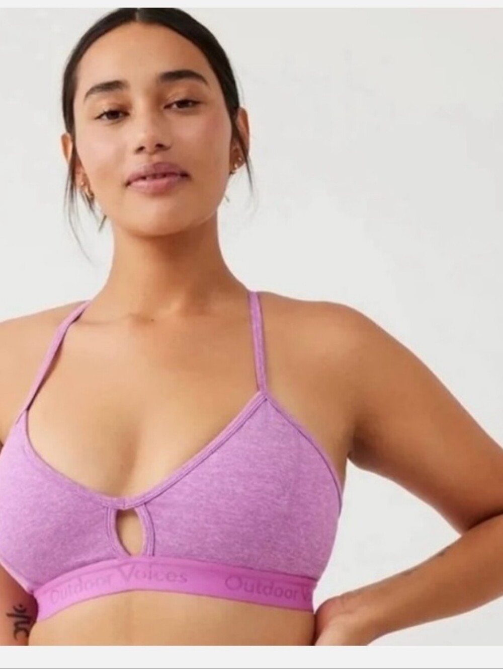 Outdoor Voices Heathered Lilac Strappy Keyhole Bralette